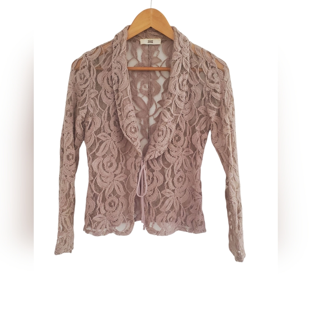 Lace Floral Cardigan in Camel